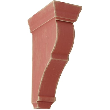 Ekena Millwork 2"W x 4 1/2"D x 8"H Small Rojas Wood Vintage Decor Corbel, Salvage Red CORWD02X04X08RJRD